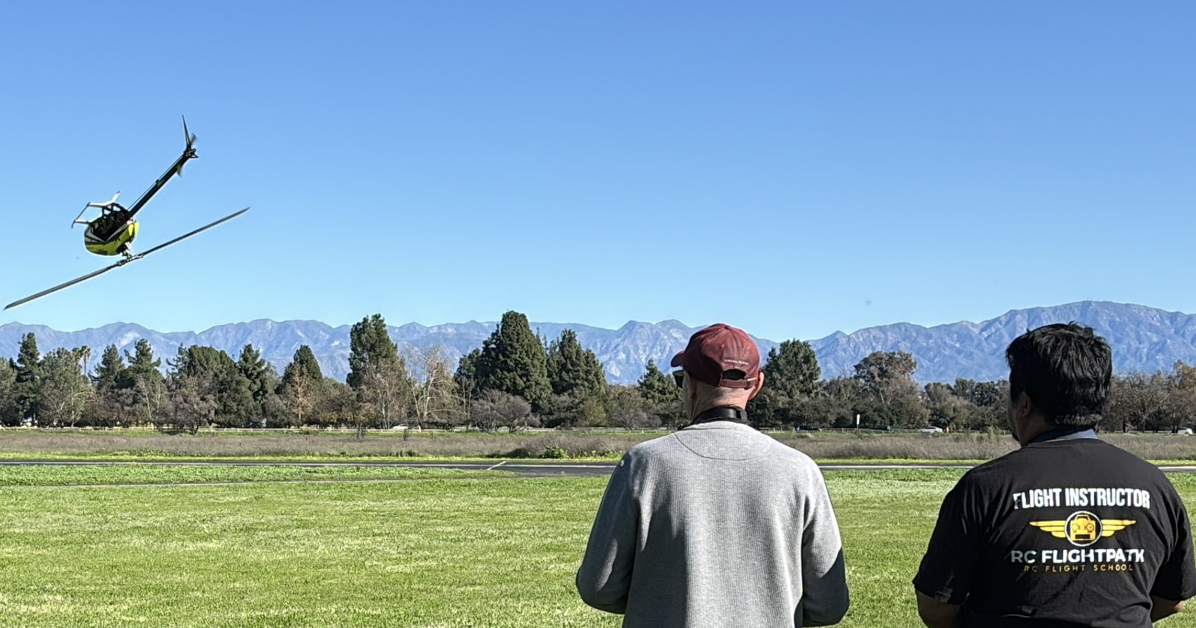 3D performance helicopters flying at an airshow event at San Fernando Valley Flyers Funfly event